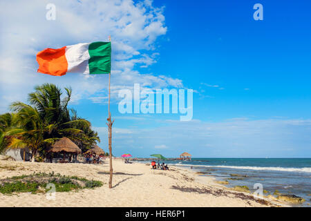 Beach scene at Riviera Maya, Playa Del Carmen, near Cancun, Mexico Stock Photo