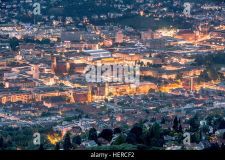 Germany, Stuttgart, Stuttgart city centre, overview, night photography from the south, Stock Photo