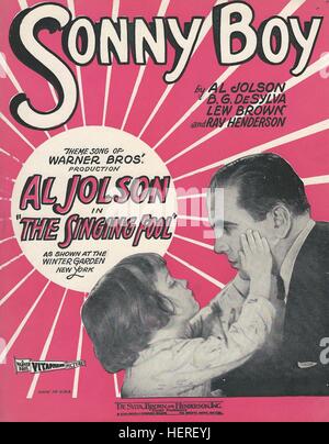 'Sonny Boy' 1928 Al Jolson 'The Singing Fool' Sheet Music Cover Stock Photo