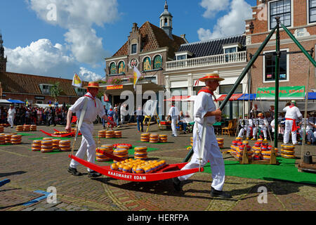 Cheese Market, porters, Edam, Edam-Volendam, North Holland Province, The Netherlands Stock Photo