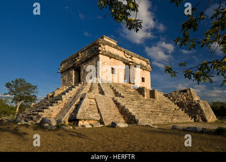 Observatory, Temple of the Seven Dolls, Maya ruins, Dzibilchaltún, Mérida, Yucatán, Mexico Stock Photo