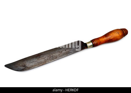Rusty butcher knife isolated on white background Stock Photo