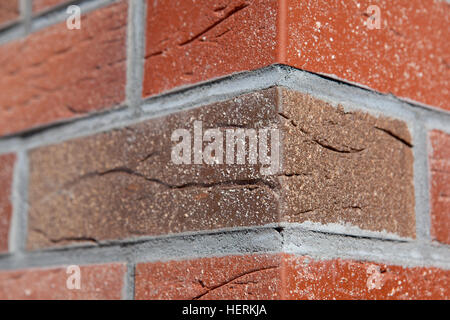 Close up brick walls. the corner of the house Stock Photo