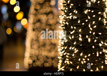 Close-up of fairy lights on a Christmas tree Stock Photo