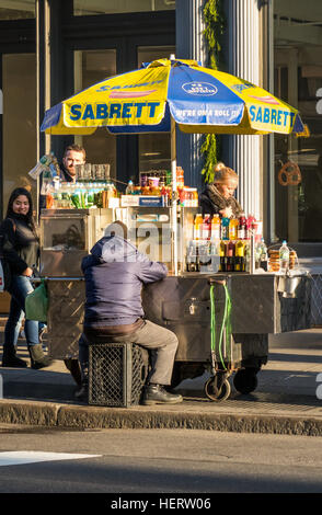 Sabrett hot dog cart on a New York City street Stock Photo
