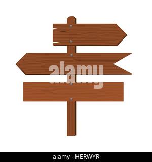 Wooden plates arrows and an index of direction. Flat vector Stock Vector