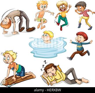People doing different activities illustration Stock Vector