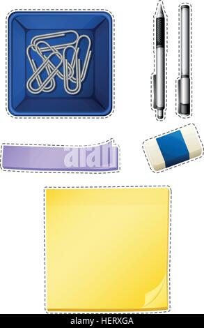 Different types of stationaries illustration Stock Vector