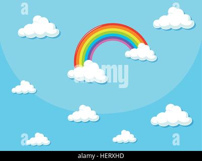Background design with rainbow in the sky illustration Stock Vector