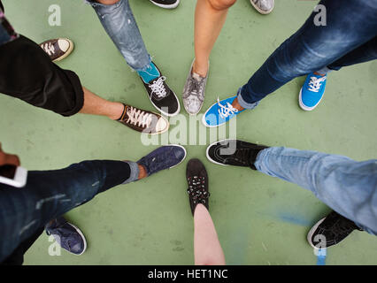 Human Leg Assemble Unite Togetherness Aerial View Concept Stock Photo