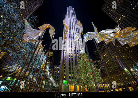 NEW YORK CITY - DECEMBER 23, 2016: Christmas lights decorate the city for the holiday season. Stock Photo