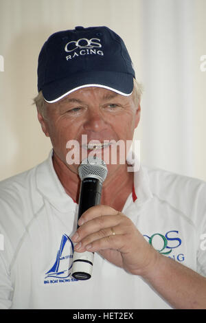 Sydney, Australia. 22nd Dec, 2016. Skipper Ludde Ingvall speaks at the press conference for the launch of 100ft maxi racing yacht CQS ahead of the start of the Rolex Sydney Hobart Yacht Race. © Hugh Peterswald/Pacific Press/Alamy Live News Stock Photo