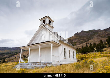 Old School House or Church in field near Summer Lake Oregon Stock Photo