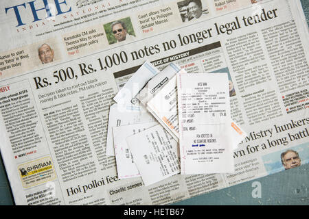 Demonetisation of 500 & 1000 banknotes by the Govt of India has seen an exponential growth in online transactions In India Stock Photo