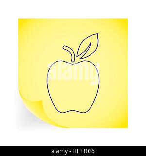 Apple. Single icon on the yellow note paper. Vector illustration. Stock Vector