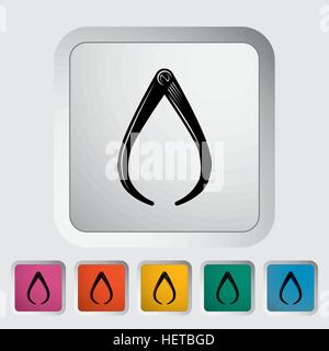Calipers. Single flat icon on the button. Vector illustration. Stock Vector