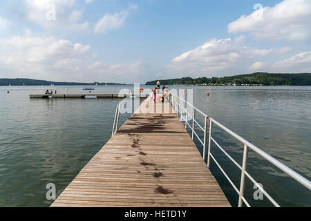 swimming pier at lake  Ratzeburger See, Ratzeburg, Herzogtum Lauenburg, Schleswig-Holstein, Germany Stock Photo