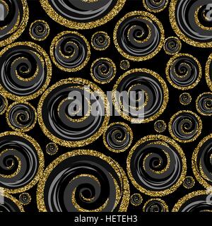 Classic seamless gold glitter pattern..  Classic seamless gold glitter pattern.  Gold circle ornate. Retro gold seamless. Stock Vector