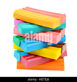 set of colored plasticine isolated on white background Stock Photo