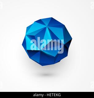 Abstract Vector polygon shape.  low poly sphere. . Abstract Vector polygon shape.  Blue low poly sphere. Stock Vector