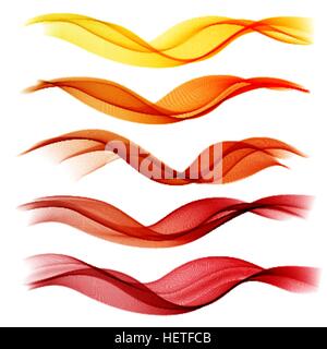 Set abstract color wave. Vector smoke lines.. Set abstract color wave. Color smoke wave. Transparent wave. Abstract smooth wave Stock Vector
