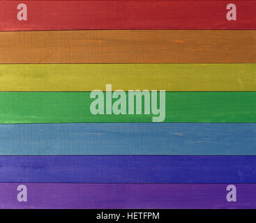 wooden texture from multicolored boards in colors of rainbow Stock Photo