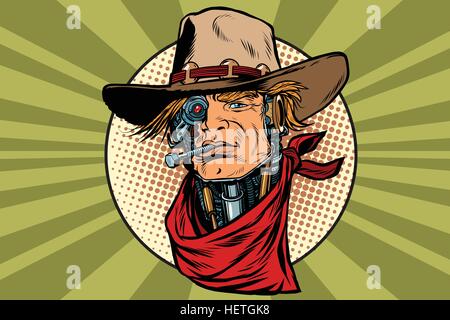 wild West bandit robot steampunk Stock Vector