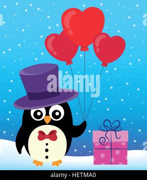 Valentine penguin topic image 2 - eps10 vector illustration. Stock Vector
