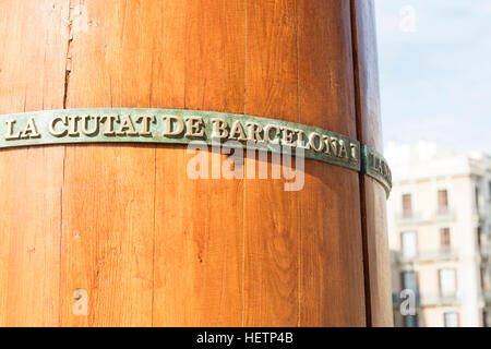 Monument to people who fought defending Barcelona during the siege imposed by the Crown of Castile in 1714. Stock Photo
