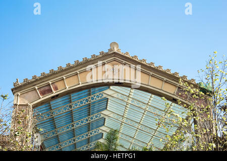 Facade of greenhouse building located in Ciutadella Park. Stock Photo