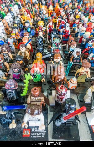 Star Wars plastic miniature figures displayed at the Els Encants flea market, Barcelona, Spain. Stock Photo
