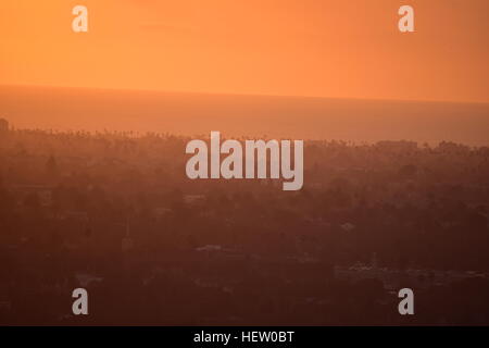 Los Angeles Ocean View from Baldwin Hills Overlook  - This photo was taken at Baldwin Hills Scenic Overlook in Los Angeles, California Stock Photo