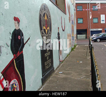 Shankill Road Mural -Red Hand Commando,soldier & flag,West Belfast, Northern Ireland, UK Stock Photo