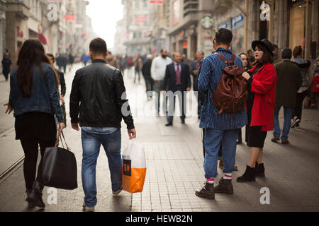 People shopping in Istiklal street in Istanbul