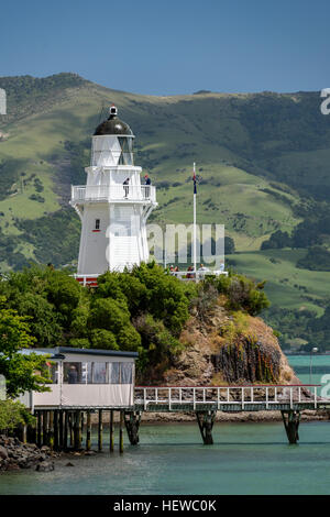 The Akaroa Lighthouse, Canterbury - New Zealand Stock Photo