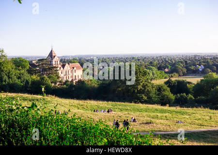 A countryside view overlooking Richmond Park in London. Stock Photo