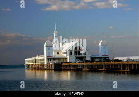 Cunningham Pier is probably the most iconic structure on our magnificent waterfront. Opening in the mid 1850’s, the pier was a vital part of our port with rail being used to load and unload cargo up until the late 1970’s. With the modernisation of Geelong’s ports, Cunningham Pier was no longer suitable and fell into disuse. Other than the odd visiting naval vessel Cunningham Pier sat dormant for many years. But in 1989, some local entrepreneurs saw the potential of the green cargo shed on the pier and started the first of what became an institution on Geelong’s social calendar, New Year on the Stock Photo