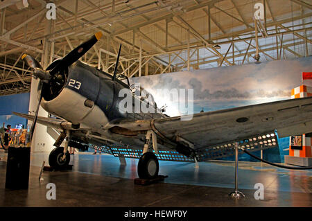 The SBD Dauntless, a U.S. Navy dive bomber, played a crucial role in the Pacific War, notably during the Battle of Midway. It helped sink multiple Japanese carriers, contributing to the Allied victory. It served from 1940 to 1944. Stock Photo