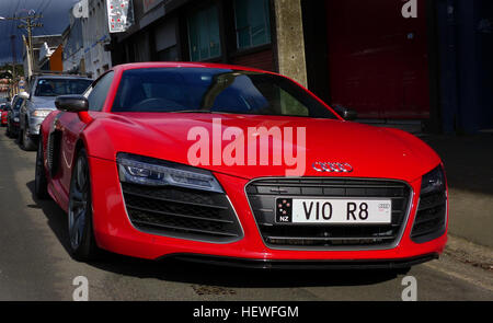 The Audi Sport quattro concept was unveiled at the 2013 Frankfurt Motor Show to commemorate the 30th anniversary of the original Audi Sport quattro. The show car features angular flat C-pillars, as well as the rectangular double headlights featuring Audi's Matrix LED technology, a spoiler at the lower edge of the rear window, rectangular tail lights, 21-inch wheels, carbon fiber-ceramic brake discs, bucket seats with integrated head restraints, multifunction sport steering wheel, two driving modes (race and setup) in virtual 3D displays, Audi MMI control unit, and air conditioning. The doors a Stock Photo