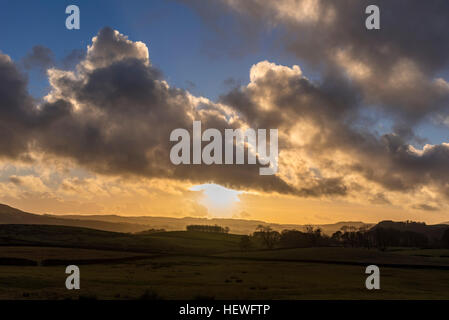 Late afternoon sunshine in the Trough of Bowland Lancashire. Stock Photo