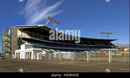 Lancaster Park, renamed Jade Stadium and now known as AMI Stadium is a sports stadium in Waltham, a suburb of Christchurch in New Zealand. The stadium is currently closed due to damage sustained in the February 2011 Christchurch earthquake. The stadium, insured for $143 million, was the subject of much wrangling between the council and its insurers. The insurer believed the stadium could be restored for less than $50m and claimed to have three loss adjustment firms on its side. The council argued it was damaged beyond repair. Stock Photo