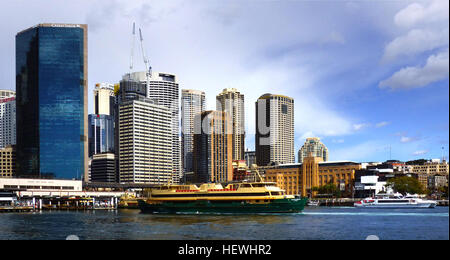 Sydney Ferries provides scenic and accessible travel around the city's harbour, offering regular services to key locations such as Manly, Taronga Zoo, and Sydney Olympic Park. Stock Photo