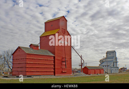 If you've ever wondered how Pioneer elevators came to be coloured that bright orange and yellow that they wear, here's how: &quot;A distinctive feature of Pioneer’s modern elevator facilities is their orange and yellow colour scheme. This colour choice was the contribution of Mrs. Pat Cruikshank, a former architect and the wife of the company’s engineer, Claude C. Cruikshank. When the new colour scheme was first tried on a single elevator in 1962, it was an immediate success and was quickly adopted throughout the line.&quot; Stock Photo