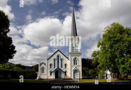 The present St Marys, designed by Thomas Turnbull of Wellington and built by Walter Good, was opened and blessed on 31 December 1882 by the Right Reverend Dr. Francis Redwood. Stock Photo