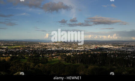 ication (,),Auckland,Landscape,Mounment,Mount Eden,New Zealand,One Tree Hill,Sheep farming,Sheep grazing,Sony DSLR A580,Tamron 18-270mm PZD,Urban parks,Volcanio,cityscape,sheep Stock Photo