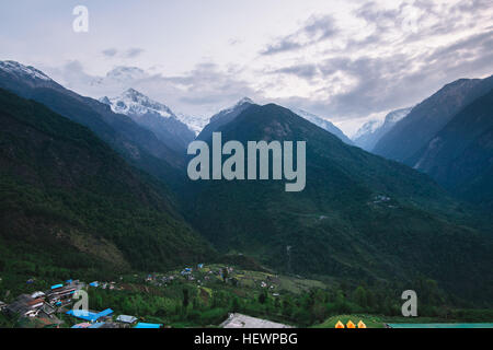 Chomrong Village Area, ABC trek (Annapurna Base Camp trek), Nepal Stock Photo