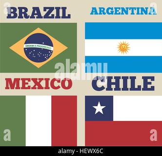 countries flags of latin america. colorful design. vector illustration Stock Vector