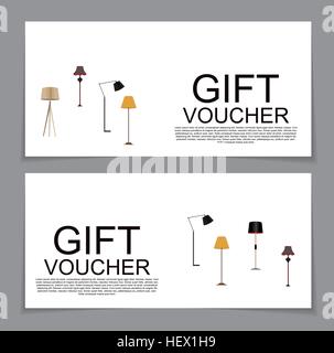 Gift Voucher Template with variation of Lamp Discount Coupon. Ve Stock Vector