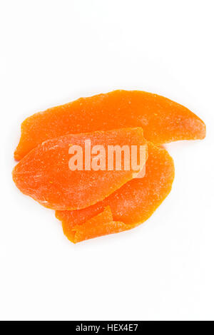 Pile of mango strips isolated on white background Stock Photo