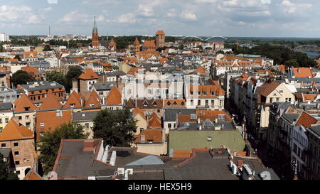 Overview of the historic old town in Torun, Poland on a summer day. Stock Photo